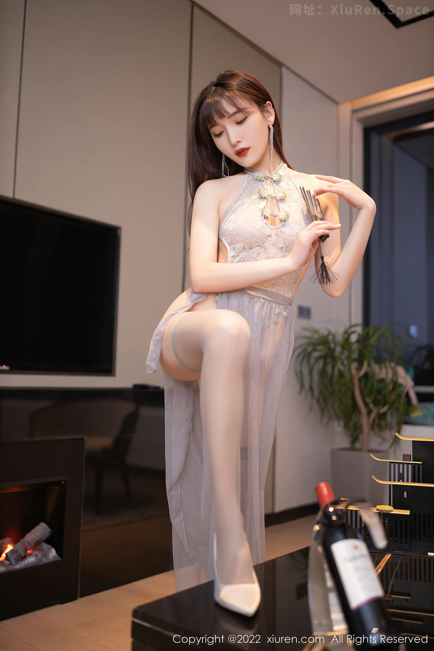 图片[5]-[XiuRen秀人网]VOL.4592 模特陆萱萱室内场景性感薄纱长裙配诱人灰色丝袜完美诱惑写真78P-秀人网官方网站